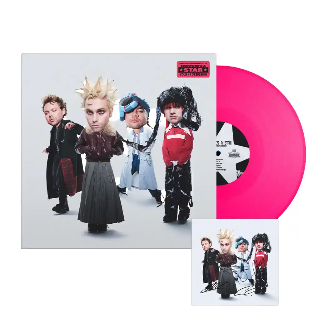 EVERYONE'S A STAR! Exclusive Hot Pink Glitter Vinyl + CD sized Signed Art Card