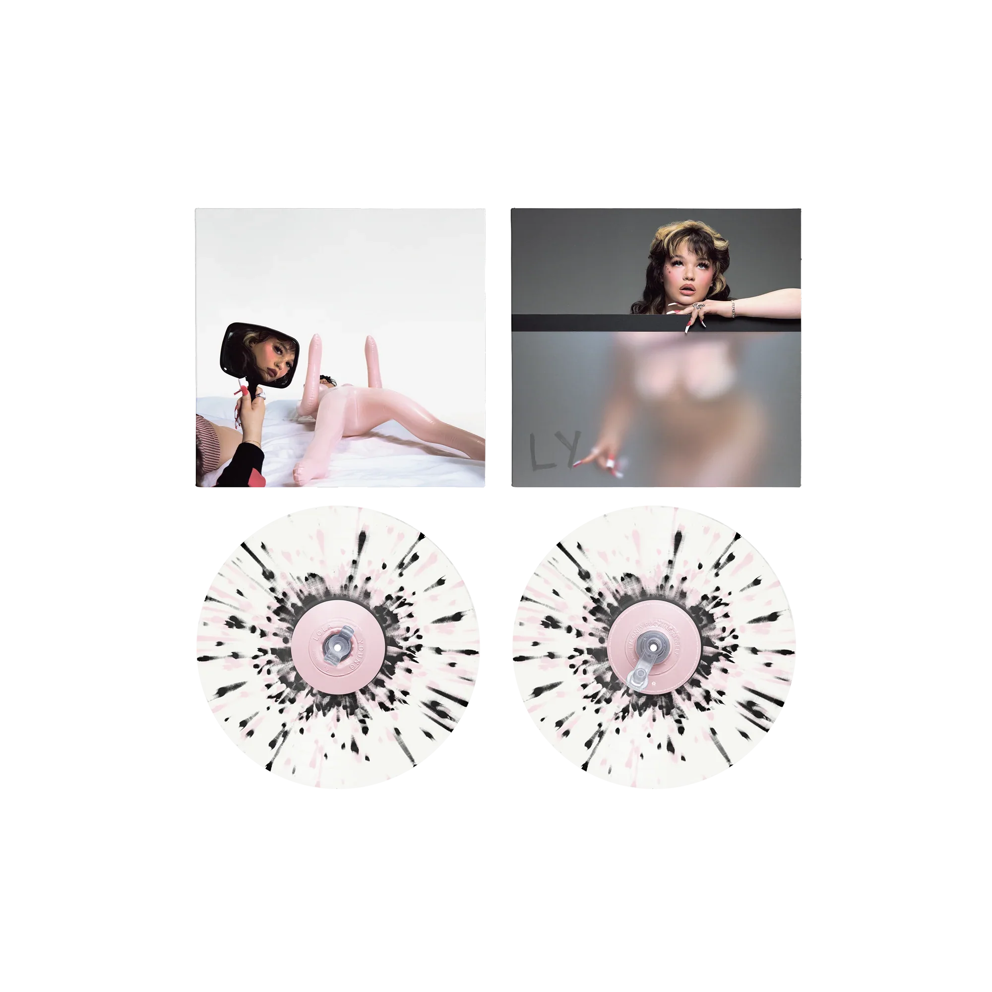 I'm Only F**king Myself: Pink & Black Splatter LP [The "blisters" Edition] + signed art card - Image 2