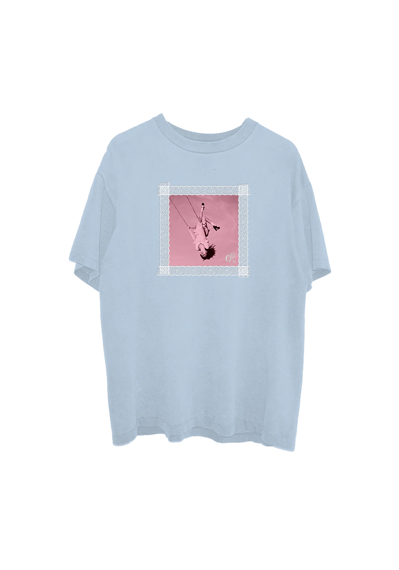 lace album cover oversized blue t-shirt
